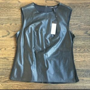 NWT *BCBG MAXAZRIA Black Vegan Leather  TOP